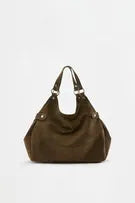 Faux suede ring shopper bag