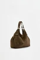 Faux suede ring shopper bag