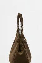 Faux suede ring shopper bag